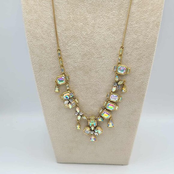 J Crew Gold Tone AB Crystal Statement Necklace Gorgeous! - Picture 6 of 10